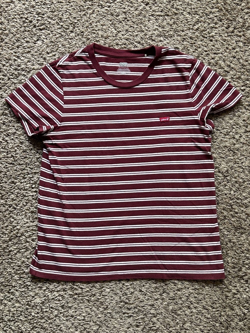 Levi's Burgundy & White Striped Crew Tee
